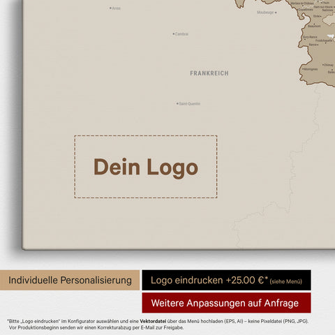 Benelux Push Pin Map TRAVEL® – Multicolor Beige