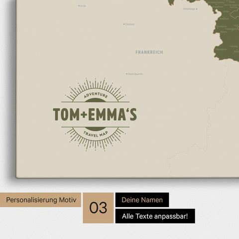 Benelux Push Pin Map TRAVEL® – Olive Green