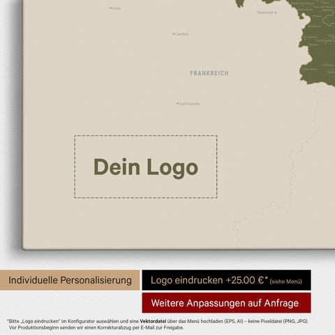 Benelux Push Pin Map TRAVEL® – Olive Green