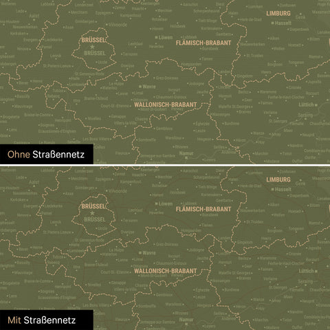 Benelux Push Pin Map TRAVEL® – Olive Green