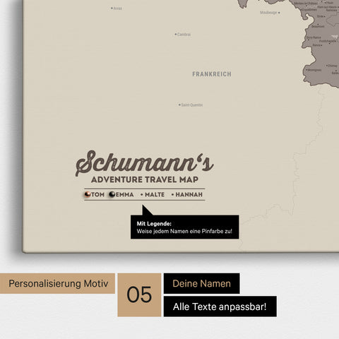 Benelux Push Pin Map TRAVEL® – Warmgray