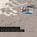Benelux map in warm gray as a canvas for pinning shows a section of Zealand, East Flanders, and Antwerp with many details such as national parks, rivers, and numerous small towns and cities, some of which are marked with pins