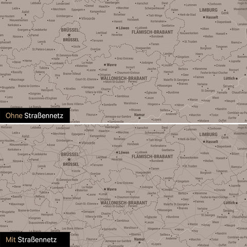 Benelux Push Pin Map TRAVEL® – Warmgray