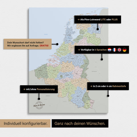 Political Benelux Push Pin Map TRAVEL® – Multicolor Atlas