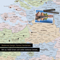 Politische Benelux-Landkarte als Leinwand zum Pinnen zeigt einen Ausschnitt von Seeland, Ostflandern und Antwerpen mit vielen Details wie Nationalparks, Flüssen und zahlreichen kleinen Orten und Städten, die teilweise mit Pins markiert sind