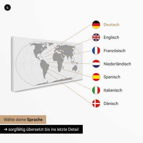 Weltkarte EQUAL EARTH Pinn-Leinwand – Desert Sand