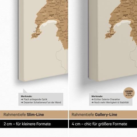 Mapa DACH TRAVEL® Canvas z pinezkami – Bronze