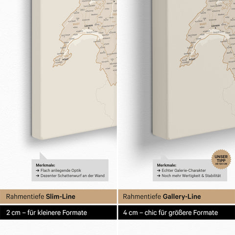 Mapa DACH TRAVEL® Canvas z pinezkami – Gold