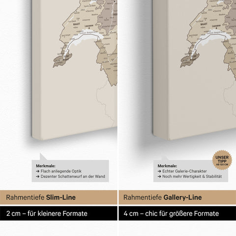 Mapa DACH TRAVEL® Canvas z pinezkami – wielokolorowa beżowa