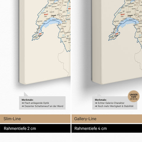 Mapa DACH TRAVEL® Canvas z pinezkami – wielokolorowa klasyczna