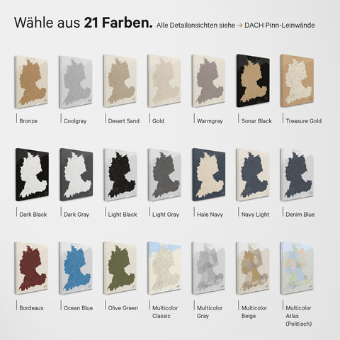 DACH Map TRAVEL® Premium Poster – in 21 colors