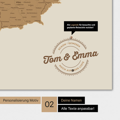 DACH Map TRAVEL® Premium Poster – in 21 colors