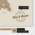 Personalisierte Deutschland-Magnetkarte in Multicolor Brown mit eingedruckten Namen und einer Legende zur Markierung von besuchten Orten