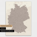 Neutrale und schlichte Ausführung einer magnetischen Deutschland-Karte in Warmgray (Braun-Grau)