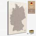 Magnetische Deutschland-Karte in Warmgray (Braun-Grau) als Magnetboard zum Pinnen und Markieren von Reisezielen kaufen