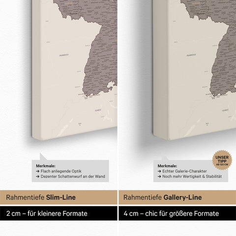 Germany Push Pin Map TRAVEL® – Warmgray (Brown-Gray)