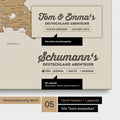 Pinnwand Leinwand einer Deutschland-Karte in Multicolor Beige mit Personalisierung als Logo mit Familiennamen