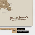 Deutschland-Karte als Pinnwand Leinwand in Multicolor Brown mit Personalisierung und Eindruck mit deinem Namen