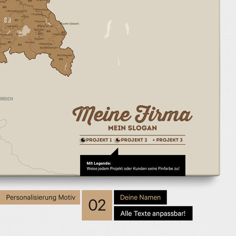 Germany Zip Code Map PLZ® (postal code areas) Push Pin Map – Bronze