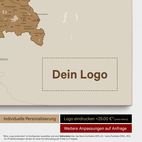 Germany Zip Code Map PLZ® (postal code areas) Push Pin Map – Bronze