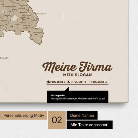 Germany Zip Code Map PLZ® (postal code areas) Push Pin Map – Desert Sand