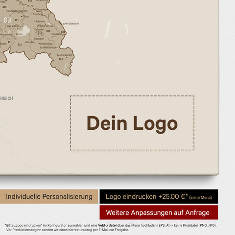 Germany Zip Code Map PLZ® (postal code areas) Push Pin Map – Desert Sand