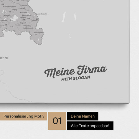 Mapa Niemiec PLZ® Canvas z pinezkami – Coolgray