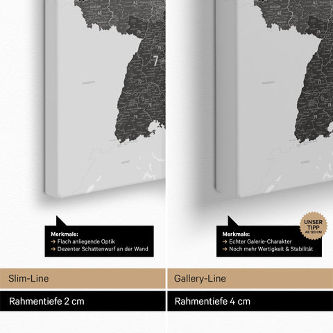 Germany Zip Code Map PLZ® (postal code areas) Push Pin Map – Light Black