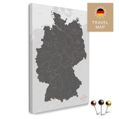 Deutschland-Karte mit Postleitzahlen 1-2-3-stellig in Light Gray als Pinnwand Leinwand zum Pinnen und Markieren  kaufen
