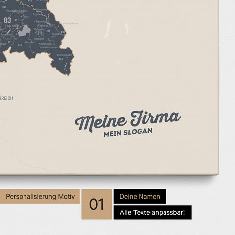 Germany Zip Code Map PLZ® (postal code areas) Push Pin Map – Navy Light