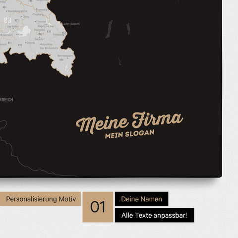 Germany Zip Code Map PLZ® (postal code areas) Push Pin Map – Dark Black