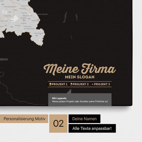 Germany Zip Code Map PLZ® (postal code areas) Push Pin Map – Dark Black
