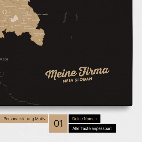 Germany Zip Code Map PLZ® (postal code areas) Push Pin Map – Sonar Black