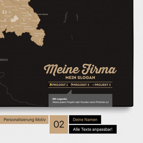 Germany Zip Code Map PLZ® (postal code areas) Push Pin Map – Sonar Black