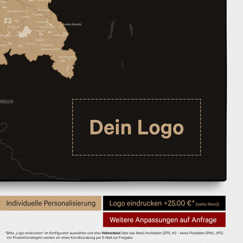 Germany Zip Code Map PLZ® (postal code areas) Push Pin Map – Sonar Black