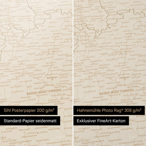 Germany Map TRAVEL® Premium Poster – Hale Navy (Dark Blue-Gold)
