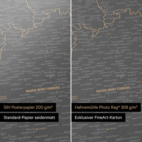 Germany Map TRAVEL® Premium Poster – Light Gray