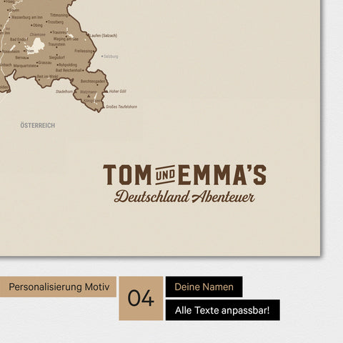 Germany Map TRAVEL® Premium Poster – Multicolor Brown