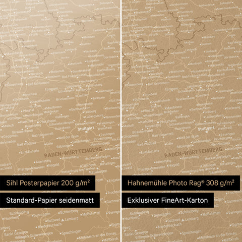 Germany Map TRAVEL® Premium Poster – Sonar Black (Black-Gold)