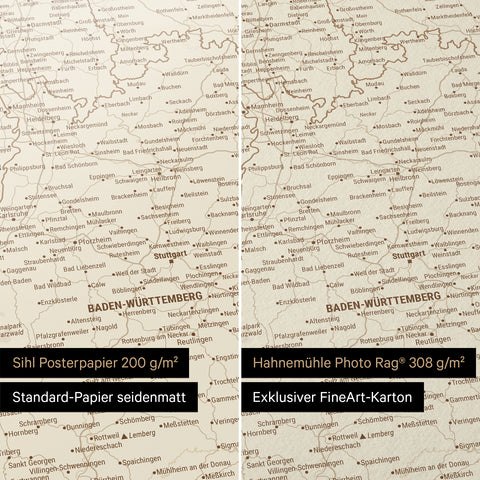 Germany Map TRAVEL® Premium Poster – Treasure Gold