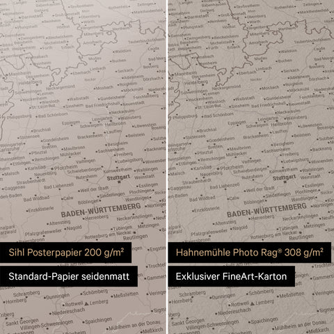 Germany Map TRAVEL® Premium Poster – Warmgray (Brown-Gray)