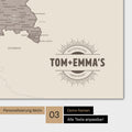 Deutschland-Karte als Poster in Warmgray mit eingedruckten Namen als Logo in Form einer Sonne