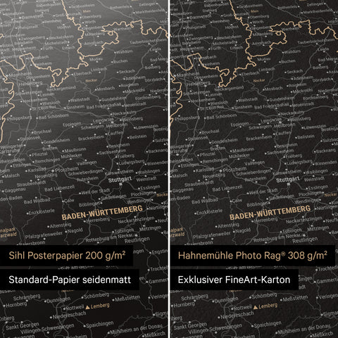 Germany Map TRAVEL® Premium Poster – Light Black (White-Black)