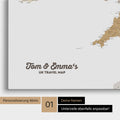 UK-Karte Pinn-Leinwand in Farbe Multicolor Beige mit personalisiertem Text