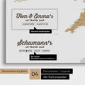 England-Karte als Leinwand zum Pinnen in Farbe Multicolor Beige mit Personalisierung in Form eines Logos für Familiennamen