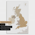 Neutrale Ausführung einer England-Karte in Farbe Multicolor Beige ohne Personalisierung