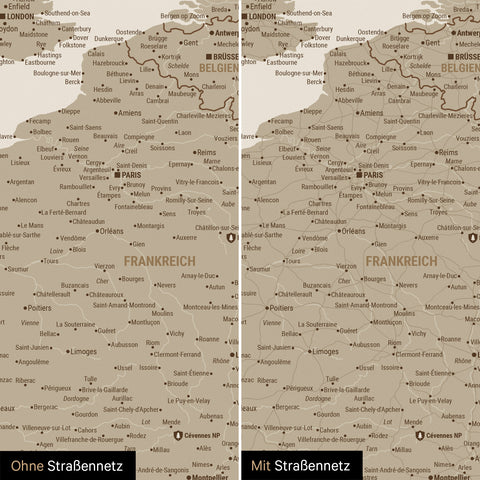 Europe Push Pin Map TRAVEL® – Desert Sand (Beige)