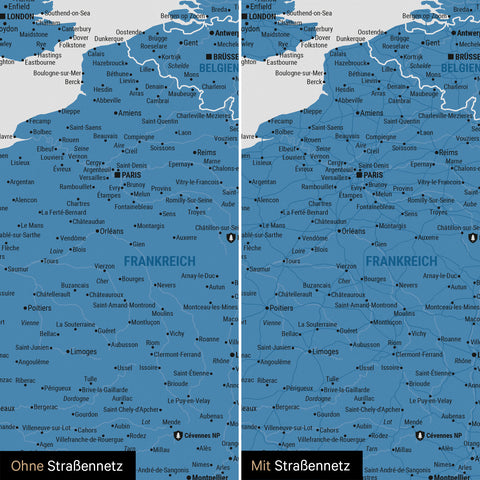 Europe Push Pin Map TRAVEL® – Ocean Blue