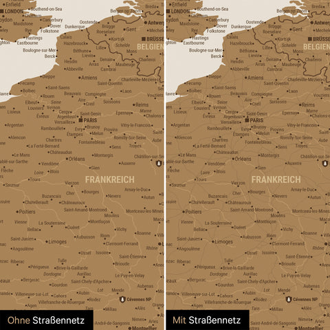 Europe Push Pin Map TRAVEL® – Bronze