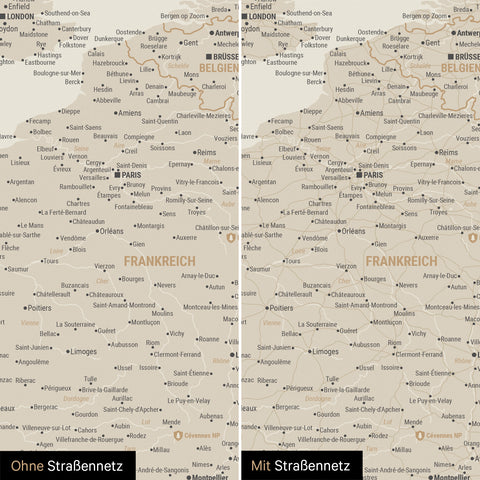 Europe Push Pin Map TRAVEL® – Gold